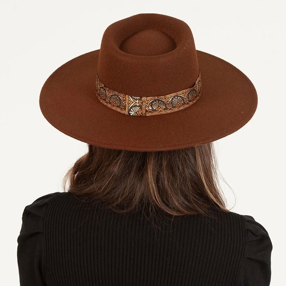 NWT Lucca Teegan Wide Brim Fedora Ribbon Hat - Picture 4 of 5